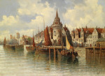₴ Картина городской пейзаж художника от 180 грн.: Вид на гавань города