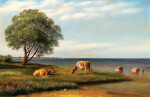 Пейзаж: Коровы на берегу