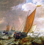 Морской пейзаж: Голландский паром в ветер