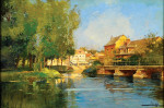 Купите картину художника от 182 грн: Речной пейзаж с видом на город
