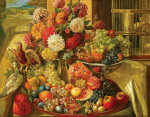 ₴ Репродукция натюрморт от 247 грн.: Цветы, фрукты и птицы