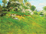 ₴ Репродукция пейзаж от 235 грн.: Цветущие деревья вдоль склона холма