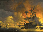 Морской пейзаж: Огонь во дворах Алжира, вскоре после начала бомбардировки англо-голландским флотом 27 августа 1816 года