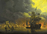 Морской пейзаж: Англо-голландский флот обстрелян алжирскими укреплениями