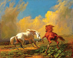 Бытовая живопись: Дикие лошади в грозу