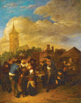 Картина бытовой жанр известного художника от 185 грн.: Сцена на деревенском рынке с шарлатаном
