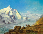₴ Репродукция картины пейзаж от 193 грн.: Группа альпинистов на краю Пастерце у подножия горы Гросглокнер, на фоне Йоханесберг