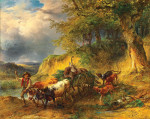 ₴ Картина бытовой жанр известного художника от 193 грн.: Загнанный олень, в сопровождении собак
