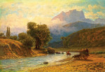 ₴ Репродукция картины пейзаж от 170 грн: Пересечение реки в горах Кавказа
