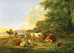 ₴ Картина пейзаж художника от 201 грн.: Пейзаж с крупным рогатым скотом