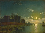 ₴ Репродукция пейзаж от 309 грн.: Речной пейзаж с замком в лунном свете