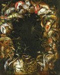 ₴ Картина натюрморт художника от 242 грн.: Корона из рыбы, ракообразных, моллюсков и черепах