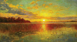 ₴ Репродукція краєвид від 218 грн.: Захід сонця над датським фіордом