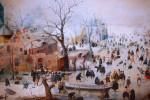 ₴ Картина пейзаж художника от 157 грн.: Зимний пейзаж с фигуристами