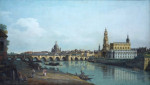 Городской пейзаж: Дрезден, вид с правого берега Эльбы, мост Августа