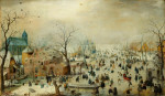 ₴ Картина пейзаж художника от 168 грн.: Зимний пейзаж с конькобежцами