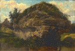 Пейзаж: Скала на склоне холма