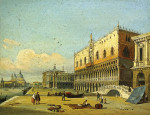 Городской пейзаж: Венеция, вид на Дворец Дожей и площадь, глядя на запад от Рива-дельи-Скьявони
