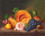₴ Репродукция картины натюрморт от 193 грн.: Натюрморт с тыквой и розой