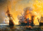 ₴ Картина батального жанра художника от 180 грн.: Атака на английский флот графом Турвиллем и Жаном Бартом в Смирне