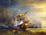 ₴ Картина батального жанра художника от 184 грн.: Морской бой близ Корнуэлла