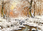 ₴ Репродукция картины пейзаж от 180 грн: Зимний пейзаж с ручьем