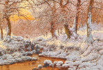 ₴ Репродукция картины пейзаж от 170 грн: Речной пейзаж зимой в вечернем свете