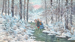 ₴ Репродукция пейзаж от 187 грн: Пара в зимнем лесу