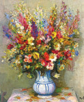 Натюрморт: Цветы в вазе на пьедестале