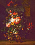 ₴ Репродукция натюрморт от 325 грн.: Розы, вьюнок, маки и другие цветы