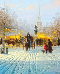 Купить картину городской пейзаж: Зимняя сцена