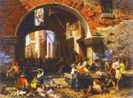 Купить картину бытовой жанр: Римский рыбный рынок, арка Октавия