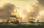 ⚓Репродукция морской пейзаж от 333 грн.: Английский корабль с другими кораблями и судами в свежий бриз