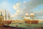 Морской пейзаж: "Молния" и "Пегас" входят в гавань Портсмута