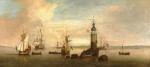 ⚓Репродукция морской пейзаж от 257 грн.: Открытие первого Еддистоунского маяка в 1698 году