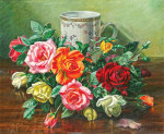 ₴ Репродукція натюрморт від 381 грн.: Натюрморт з трояндами та вазою