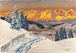 ₴ Репродукция пейзаж от 223 грн.: Альпийское сияние, деревня Кицбюэль
