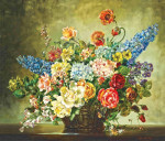 ₴ Репродукція натюрморт від 265 грн.: Букет квітів у кошику