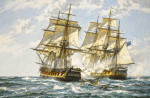⚓Репродукция морской пейзаж от 217 грн.: Военные фрегаты "Нимфа" и "Клеопатра"