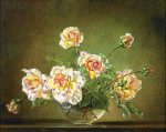 ₴ Репродукция натюрморт от 253 грн.: Мадам Батерфляй, розы в стеклянной вазе