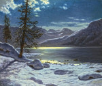 Пейзаж: Луна над озером зимой