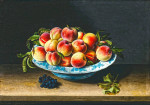 Натюрморт: Персики в китайской фарфоровой чаше на столе