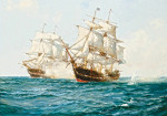 ⚓Репродукція морський краєвид від 229 грн.: Початок бою між кораблями "Шеннон" та "Чесапек"