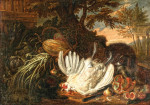 ₴ Репродукция картины натюрморт от 175 грн.: Курица, овощи и собака
