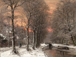 Купить репродукцию картины: Зимний пейзаж с заходящим солнцем