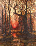 ₴ Репродукция пейзаж от 247 грн.: Закат в лесу