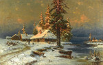 ₴ Репродукция пейзаж от 211 грн.: Ранний вечер зимой
