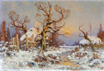 ₴ Репродукция пейзаж от 217 грн.: Зимний пейзаж в лучах вечернего солнца