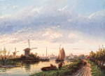 ₴ Репродукция пейзаж от 235 грн.: Фигуры и лодки на реке