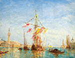 ⚓Репродукция морской пейзаж от 247 грн.: Парусник в праздничный день на Болшом канале в Венеции